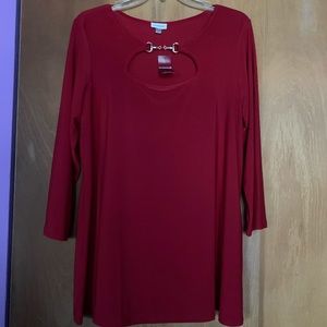 Brand New Red Cut-Out Blouse with Chain Detail